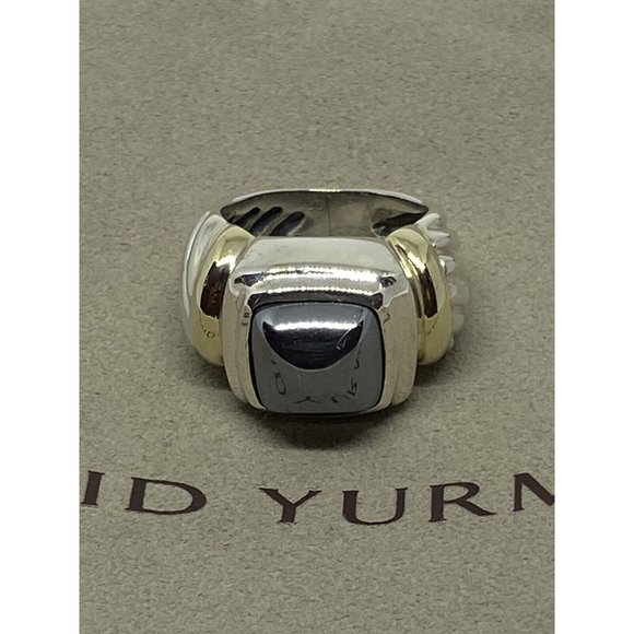 David Yurman - 14K Gold & Silver Noblesse Hematite Ring - size 3.25 - Picture 2 of 8